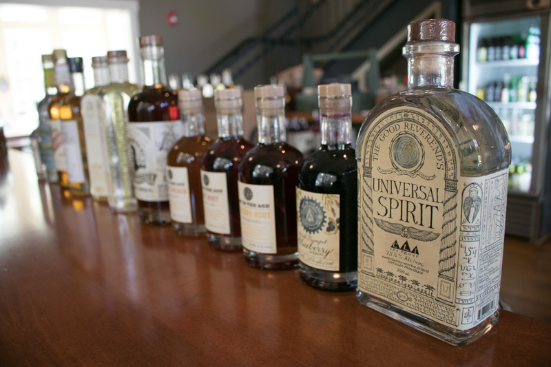 The Tamworth Distillery’s home-made Universal Spirit (right) forms the basis for all of its other liquors and cordials.